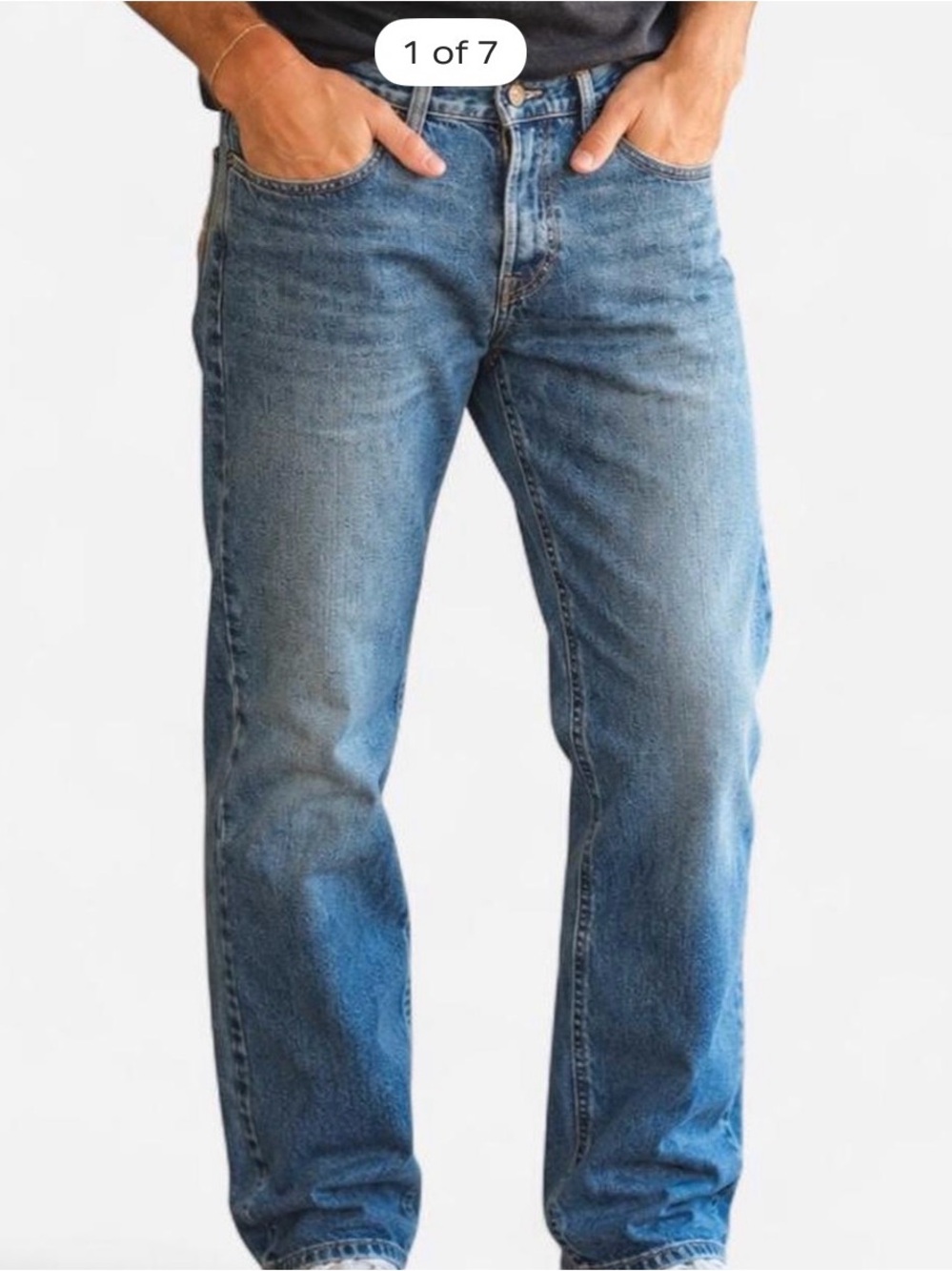 Hollister 30x32 Men's Dark Washed Relaxed Fit Straight Wash Faded Denim Jeans